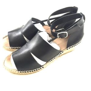 Eric Michael Black Leather wedge sandals